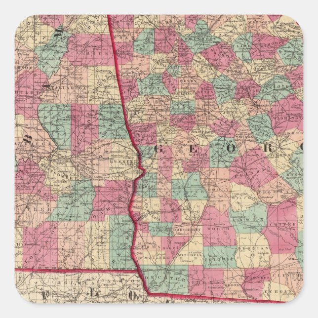 Adesivo Quadrado Geórgia e Alabama (Frente)