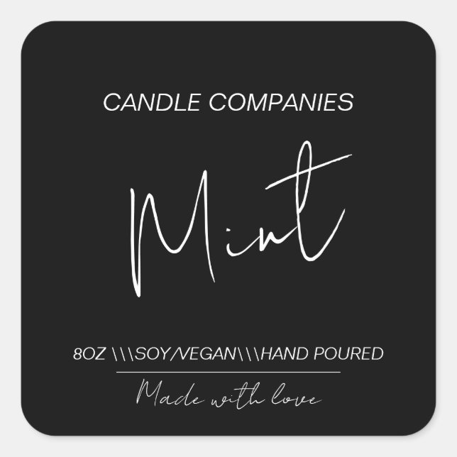 Adesivo Quadrado Gerador de Velas de Soja Negra (Frente)