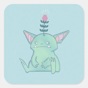 Adesivo Quadrado Gerald o Goblin Cria Fantasia Mal-Humorada Fofa