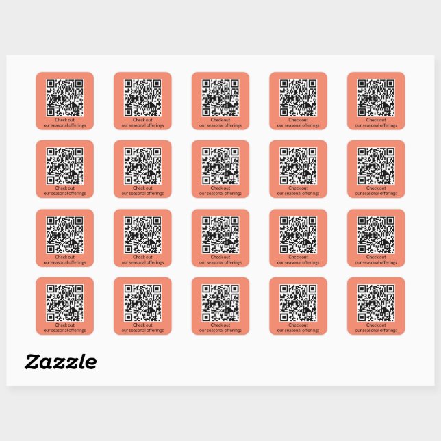 Adesivo Quadrado Gerar URL de Código QR Personalizado (Folha)