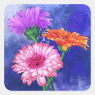 Adesivo Quadrado Gerbera Daisies Stickers