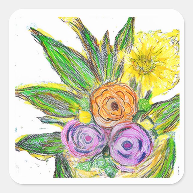 Adesivo Quadrado Gerberas Daisy (Frente)