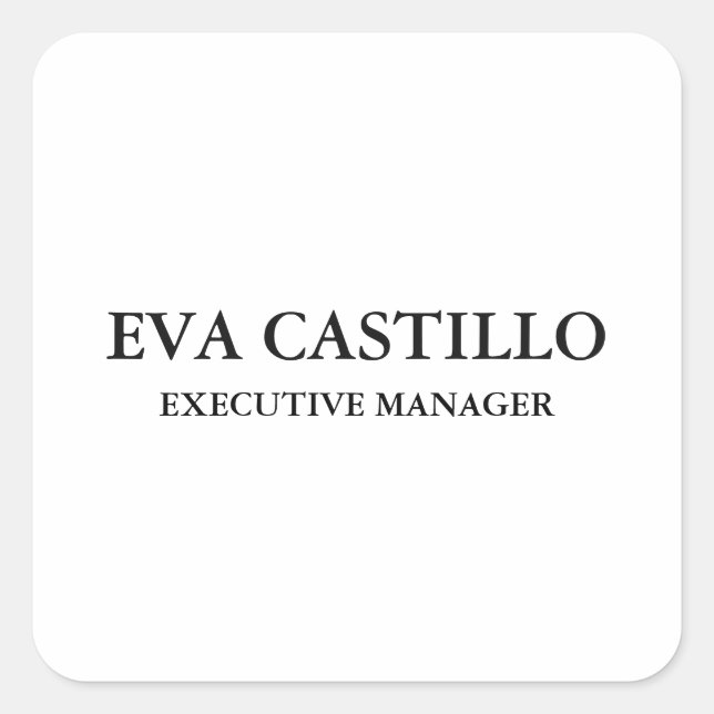 Adesivo Quadrado Gerente branco simples e elegante moderno e elegan (Frente)