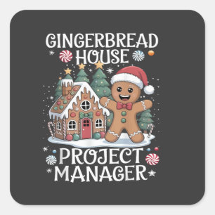 Adesivo Quadrado Gerente de Projeto de Casa de Gingerbread Natal Di