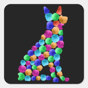 Adesivo Quadrado German shepherd cão Aquarela pintura ponto