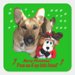Adesivo Quadrado German shepherd de Natal e Rebelde de Brinquedos