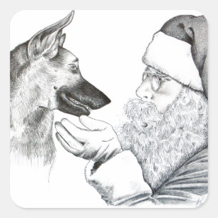Adesivo Quadrado German shepherd e Papais noeis