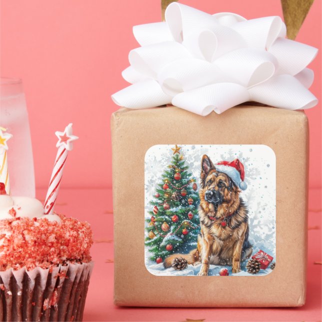 Adesivo Quadrado German shepherd por Snowy Christmas Tree (Festa)