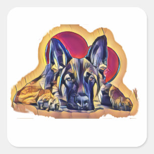 Adesivo Quadrado German shepherd preto grande torto pãozinho popAr