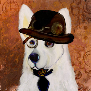 Adesivo Quadrado German shepherd Steampunk