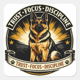 Adesivo Quadrado German Shepherd Trust Focus Discipline Sticker