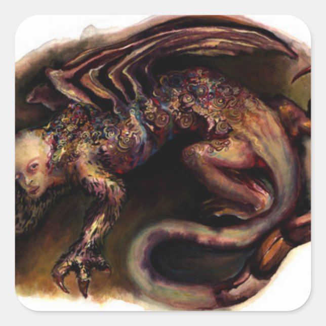 Adesivo Quadrado Geryon do Inferno de Dante (Frente)
