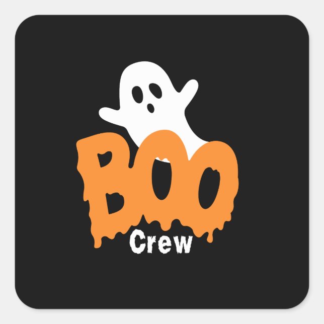 Adesivo Quadrado Ghost Boo Crew Halloween (Frente)