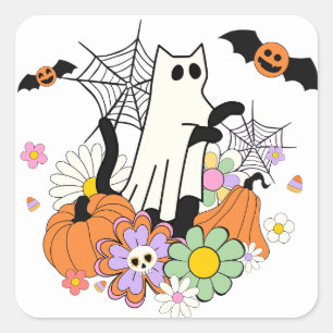 Adesivo Quadrado Ghost Cat