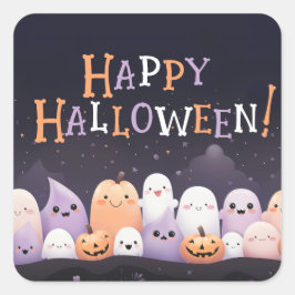 Adesivo Quadrado Ghost Cute Halloween Kawaii