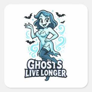 Adesivo Quadrado Ghost de Pin-Up do Cartoon - Fantasmas vivem mais