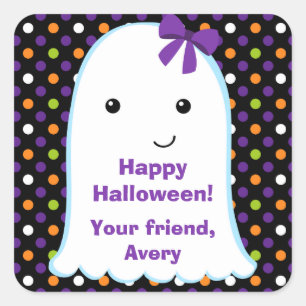 Adesivo Quadrado Ghost Girl Kids Halloween Sticker
