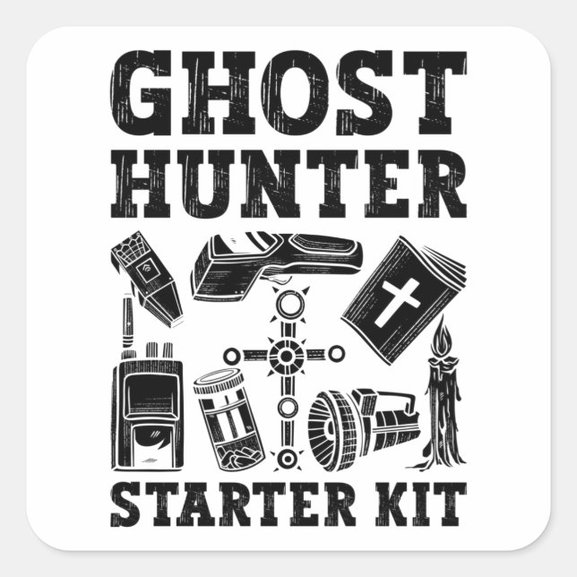 Adesivo Quadrado Ghost Hunter Ghost Hunter Starter Kit Paranormal (Frente)
