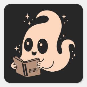 Adesivo Quadrado Ghost lendo livros