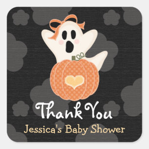 Adesivo Quadrado Ghost Pumpkin Obrigado Stickers