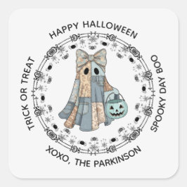 Adesivo Quadrado Ghost Round Sticker - Design Feliz Halloween