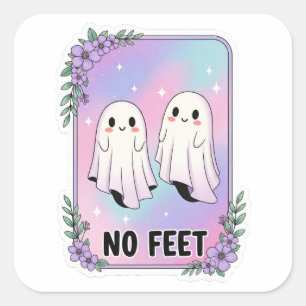 Adesivo Quadrado Ghost Sticker - Pastel Halloween "No Feet" Fl