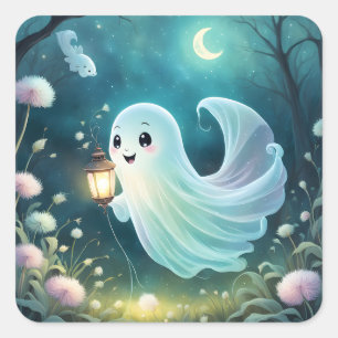 Adesivo Quadrado Ghost Stickers Cute