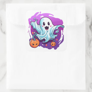 Adesivo Quadrado Ghost Stickers Halloween