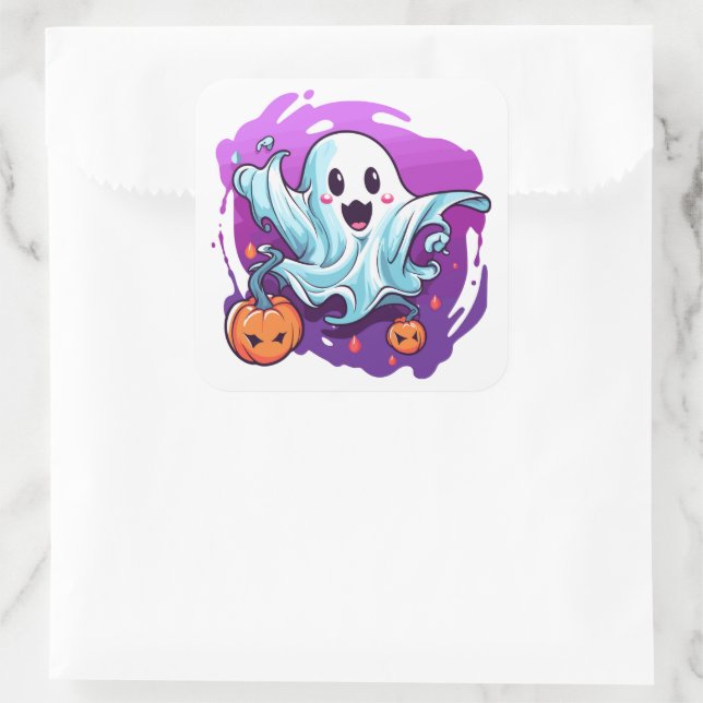 Adesivo Quadrado Ghost Stickers Halloween (Bolsa)