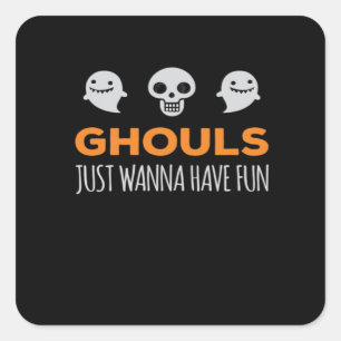 Adesivo Quadrado Ghouls Só Quer Divertir-Se Com A Estética De Outon