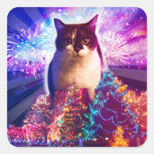 Adesivo Quadrado Giant Christmas Cat