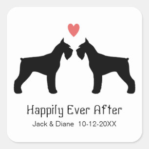 Adesivo Quadrado Giant Schnauzer Silhuettes com Texto Personalizado