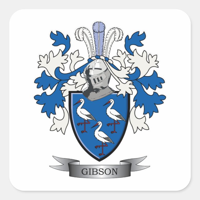 Adesivo Quadrado Gibson Family Crest Casaco de Armas (Frente)