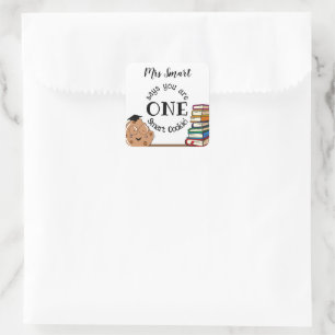 Adesivo Quadrado GIFT de classe TEACHER de cookie inteligente no fi