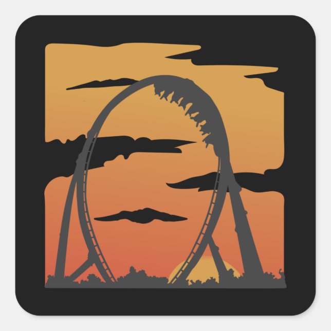 Adesivo Quadrado Gift do Funny Rollercoaster Amusement Park (Frente)
