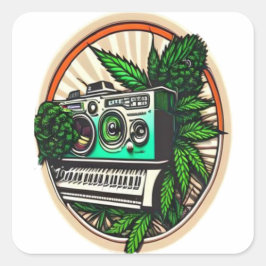 Adesivo Quadrado gift for music&weed lovers