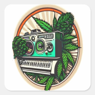 Adesivo Quadrado gift for music&weed lovers
