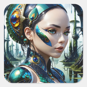 Adesivo Quadrado Gigantes cibernéticos biomecânicos são bei ciberné