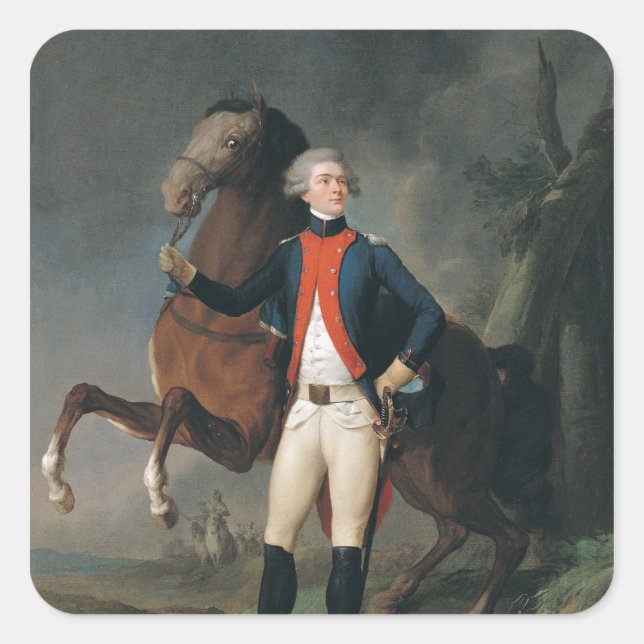 Adesivo Quadrado Gilbert Motier Marquis de la Fayette, 1788 (Frente)