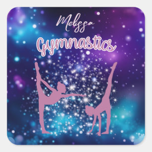 Adesivo Quadrado Ginástica Galáxia Roxo Turquesa Personalizado