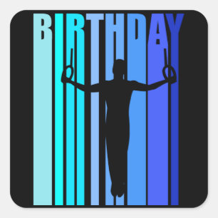 Adesivo Quadrado ginástica Homens Aniversário Gymnast Retro Style R