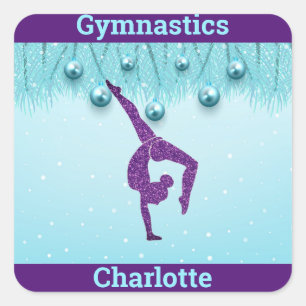 Adesivo Quadrado Ginástica Natal Roxo Aqua Personalizado