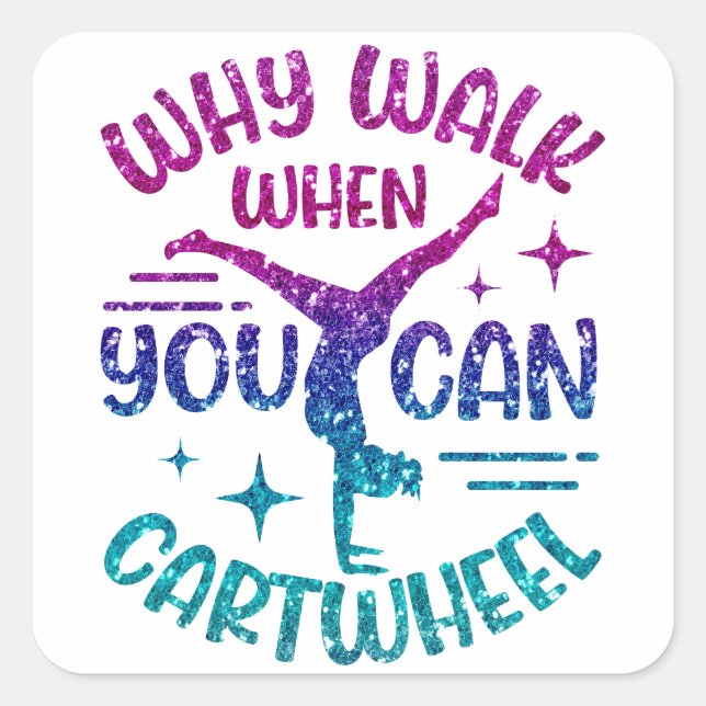 Adesivo Quadrado Ginástica Roda Magenta Turquesa Roxa (Frente)