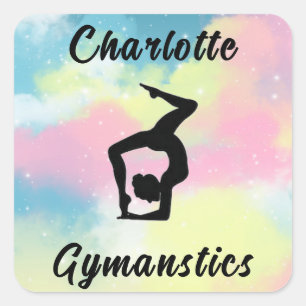 Adesivo Quadrado Ginástica Rosa Azul Amarelo Pastel Personalizado