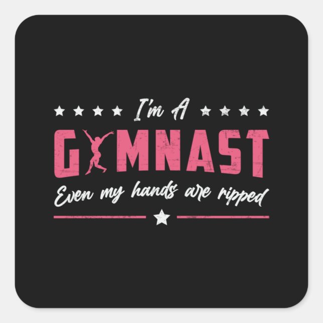 Adesivo Quadrado Ginástica Sou um Gymnast Uneven Bar Vault Beam (Frente)