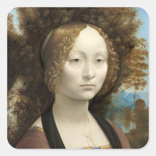 Adesivo Quadrado Ginevra de' Benci Leonardo da Vinci