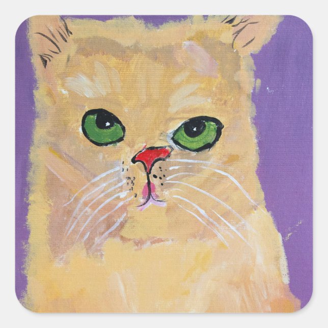 Adesivo Quadrado Ginger Cat Square Stickers (Frente)