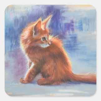 Adesivo Quadrado Ginger Kitten na Luz Pastel