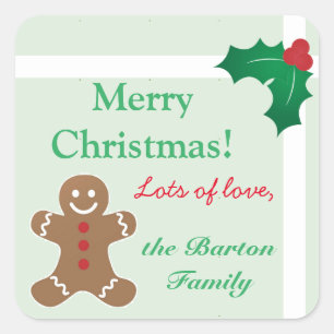 Adesivo Quadrado Gingerbird Man and Holly