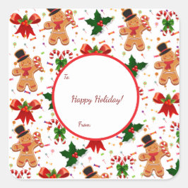 Adesivo Quadrado Gingerbread Christmas Candy Ribbon